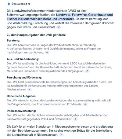Die Übersicht mit KI liefert beim Google direkt Antworten. - © Anne Dirking Generative Engine Optimization (GEO)