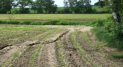 Erosion auf schwach geneigten Flächen