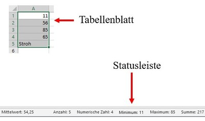 Statusleiste Excel