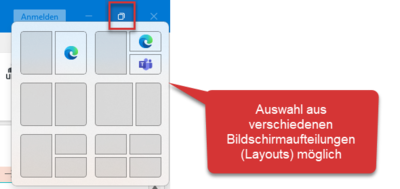 Windows 11 - neue Bildschirmaufteilungen - © Susanne Behrmann Windows 11 - neue Bildschirmaufteilungen
