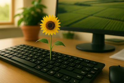 Nachhaltigkeit im Büro - © Bild erstellt mit Hilfe von KI über Microsoft Copilot Nachhaltigkeit im Büro