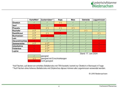 Anbaueignung Zwischenfrüchte